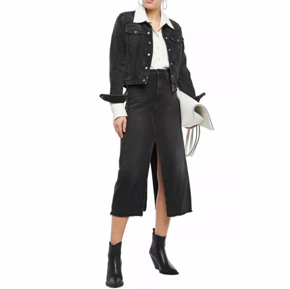 rag & bone Dresses & Skirts - Rag & Bone Denim Jean Skirt Size 25 Faded Black Midi Cotton Rag and Bone $350‎